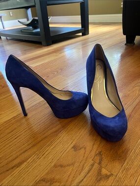 Jessica Simpson Cobalt Suede Platform Pumps